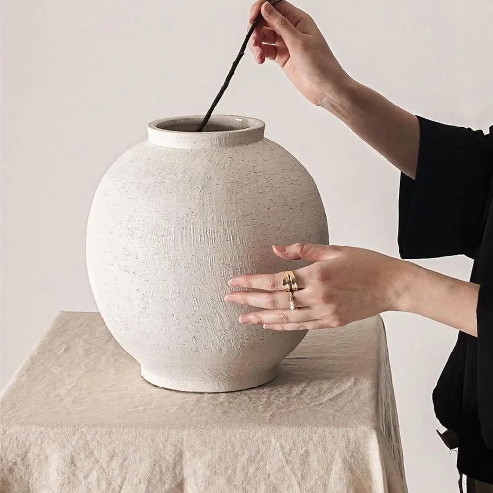 LE TAUCI GARDEN 10.8” Sandstone Ceramic Vase | Minimalist Modern Pottery NEW